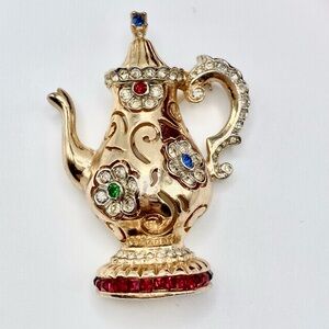 Coro Pegasus Brooch Rare Tea For Two Ornate Teapot Adolph Katz 1948 Design
